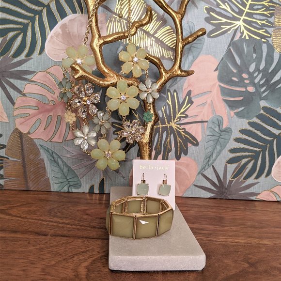 💚 Statement Necklace Bracelet Earring SET - Picture 8 of 16